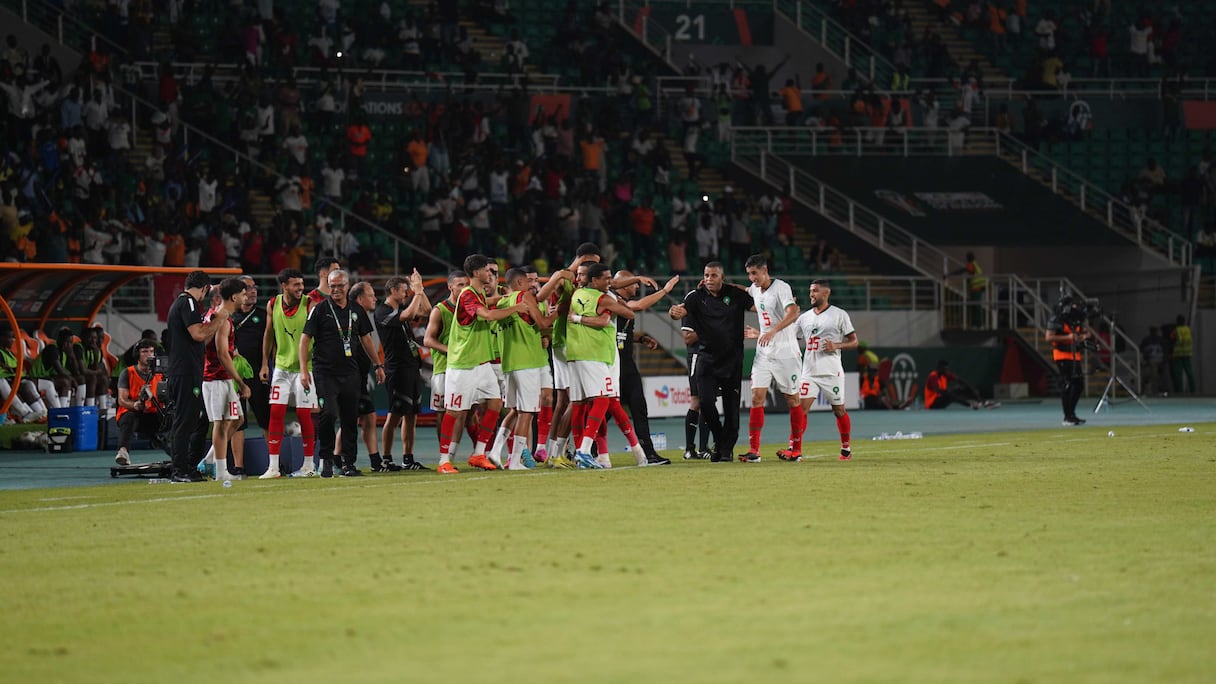 La joie des Lions de l'Atlas contre la Zambie, le mercredi 24 janvier 2024.