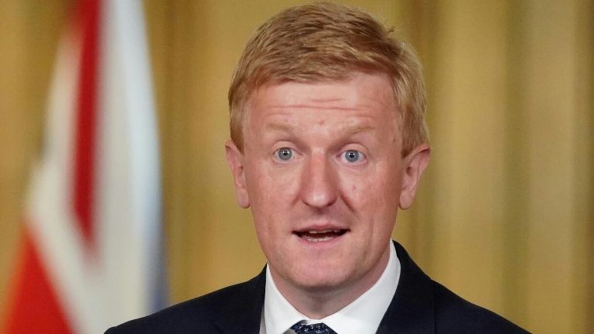 Le secrétaire d'État au Numérique, à la Culture, aux Médias et au Sport, le Britannique Oliver Dowden, en conférence de presse au 10 Downing Street, le 30 mai 2020.