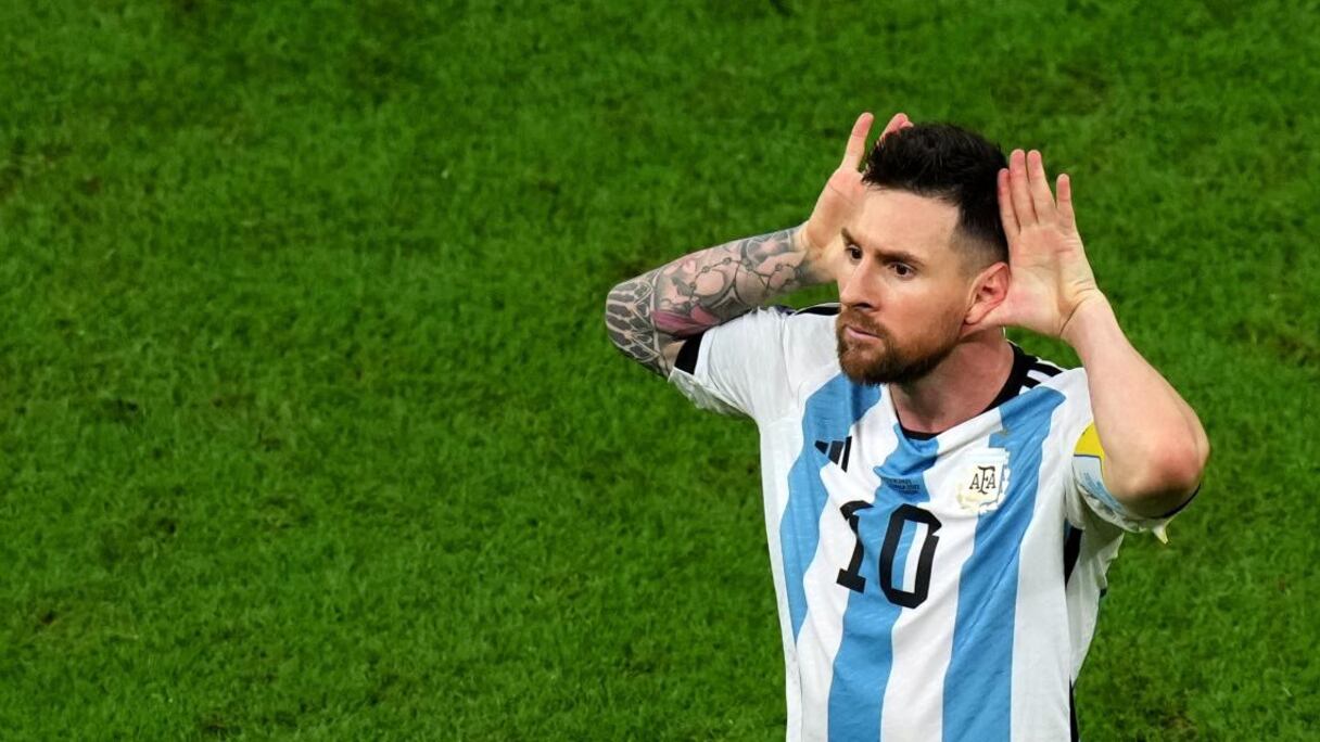 Lionel Messi lors du match Pays-Bas-Argentine, le 9 décembre 2022.