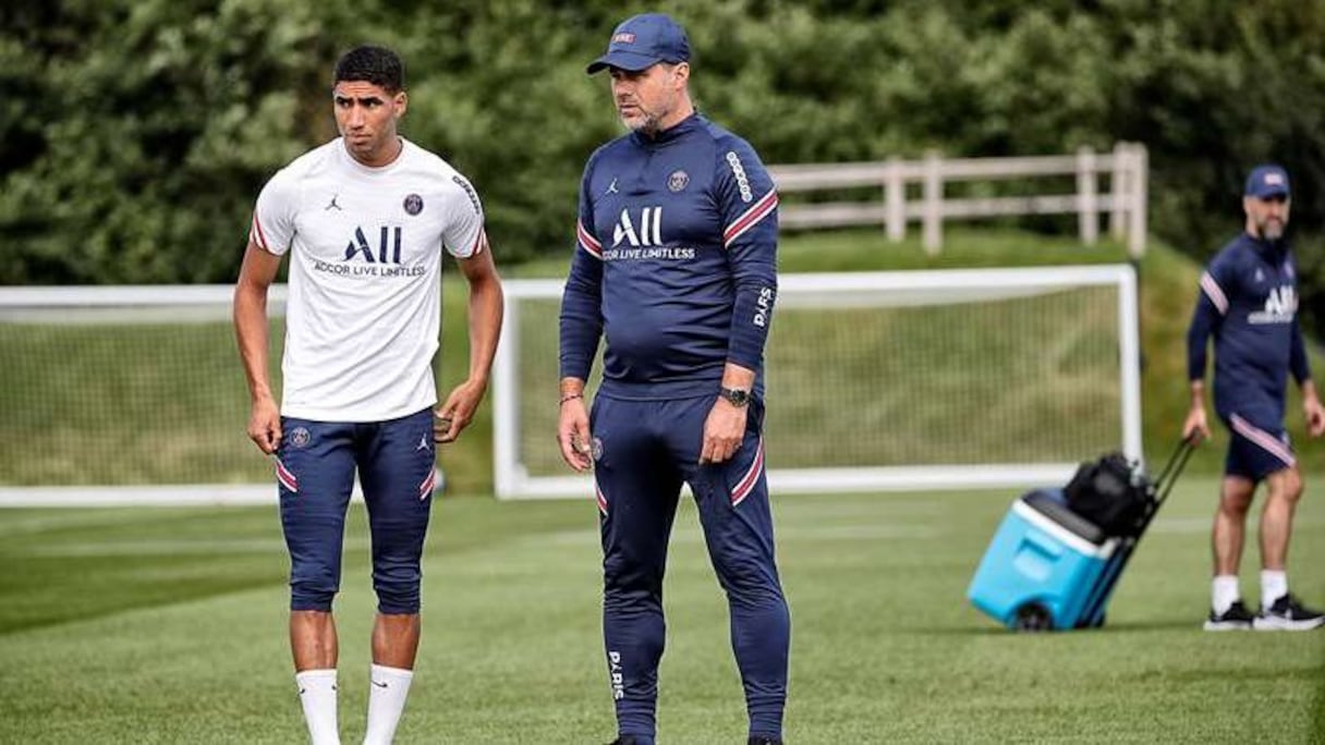 Achraf Hakimi et son nouvel entraineur Mauricio Pochettino.