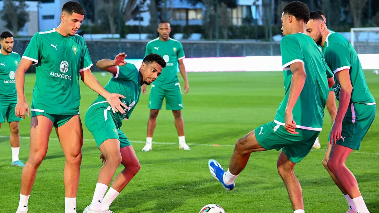 Entraînement des Lions de l'Atlas au Complexe Mohammed VI, le lundi 9 octobre 2023.