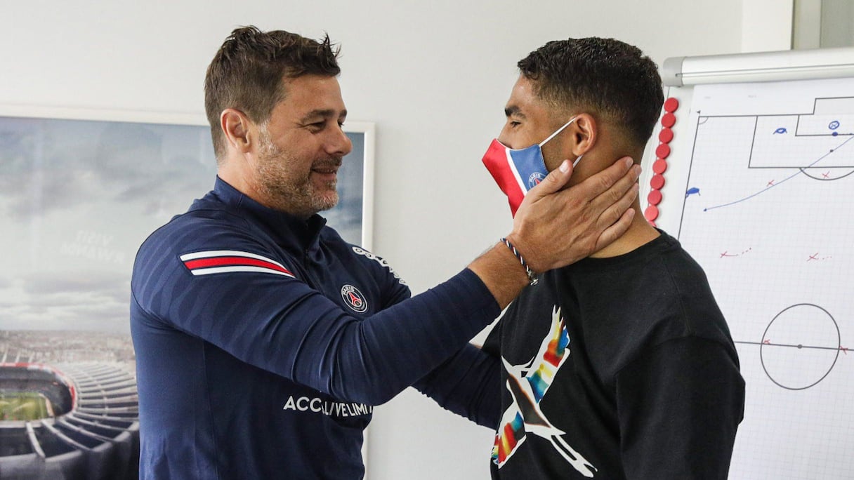 Achraf Hakimi et Mauricio Pochettino.
