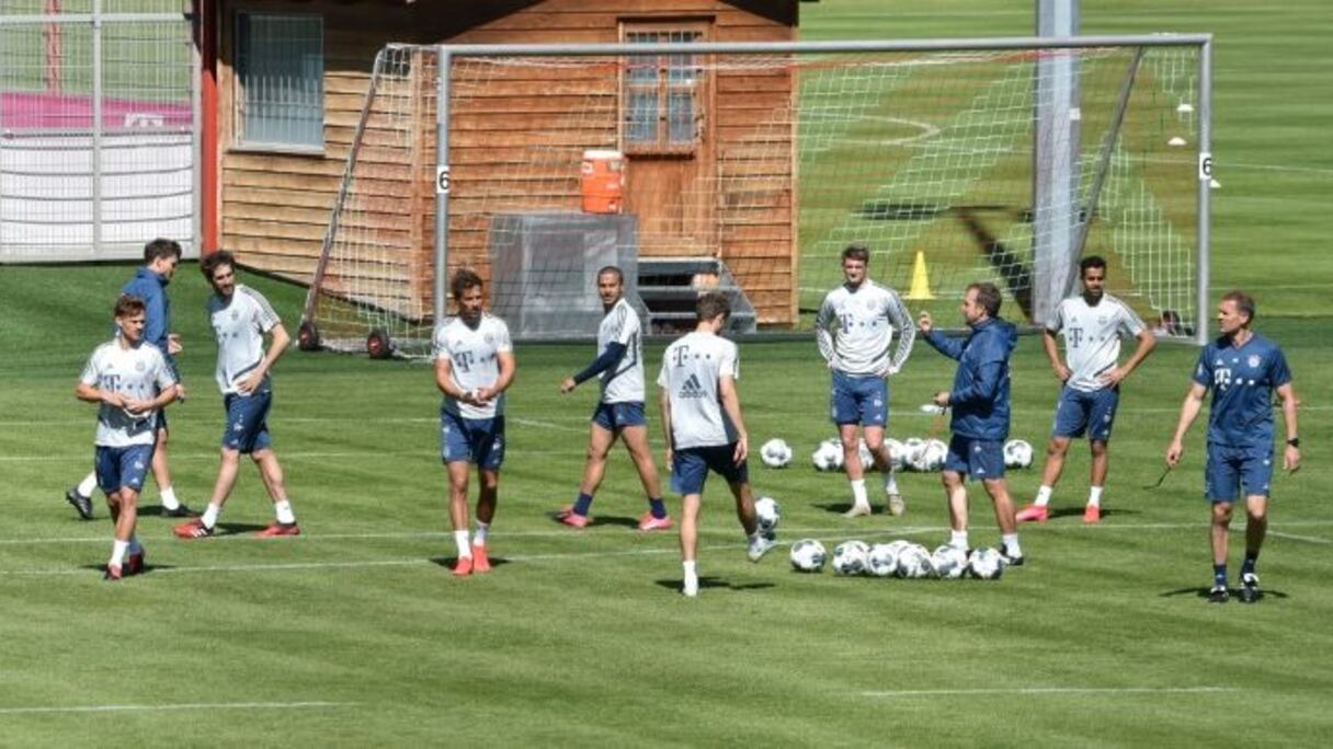 Les joueurs du Bayern à l'entraînement, à Munich, le 22 avril 2020.