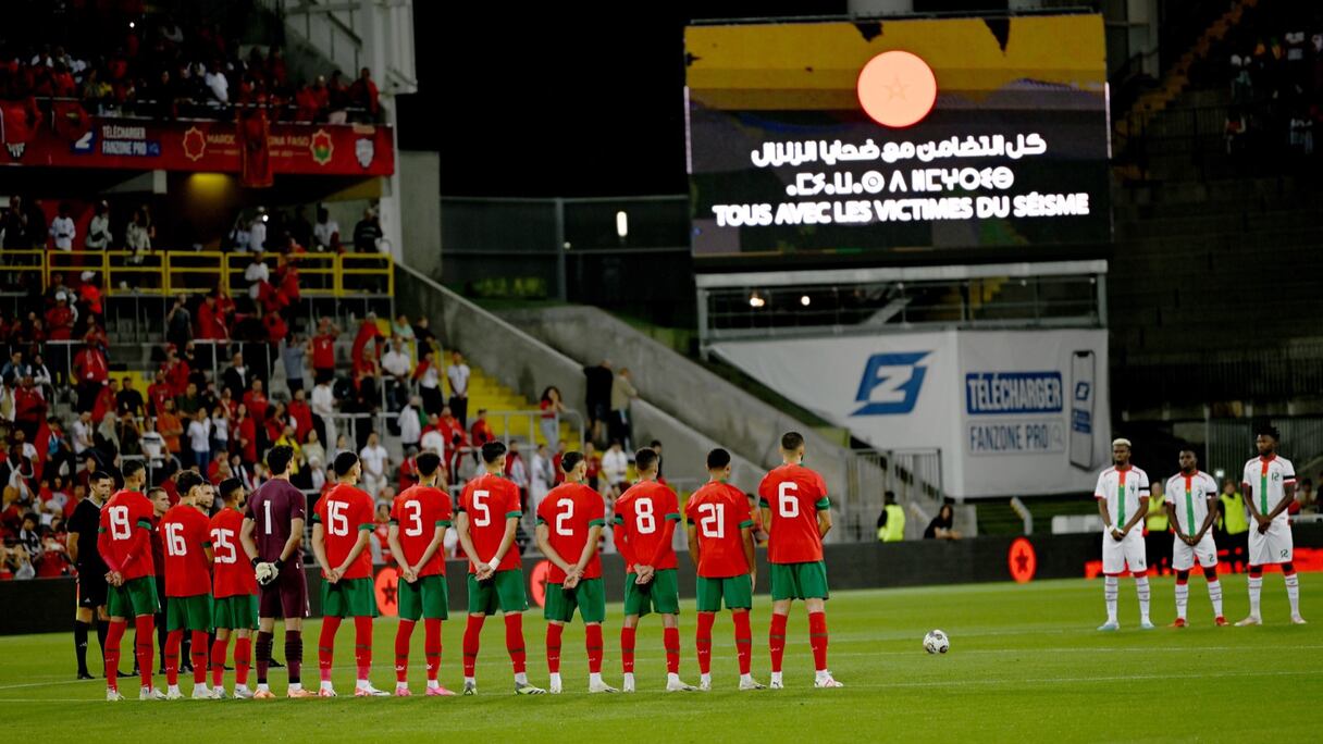 Minute de silence observée avant le match amical Maroc-Burkina Faso, le mardi 12 septembre à Lens.