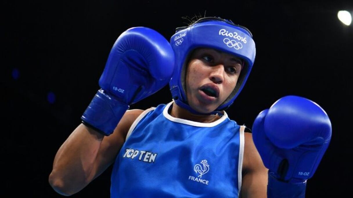 Estelle Mossely lors de son combat contre la Chinoise Yin Junhua en finale du tournoi olympique, le 19 août 2016.
