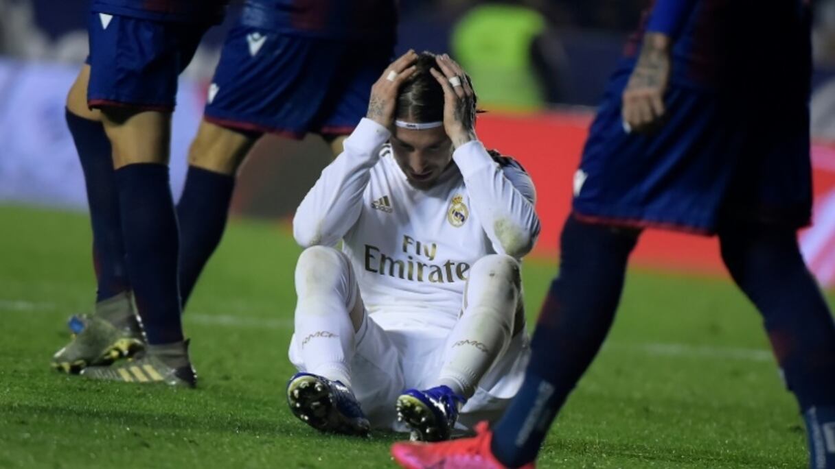 Le capitaine du Real Madrid Sergio Ramos après la défaite face à Levante, le 22 février 2020 à Valence.