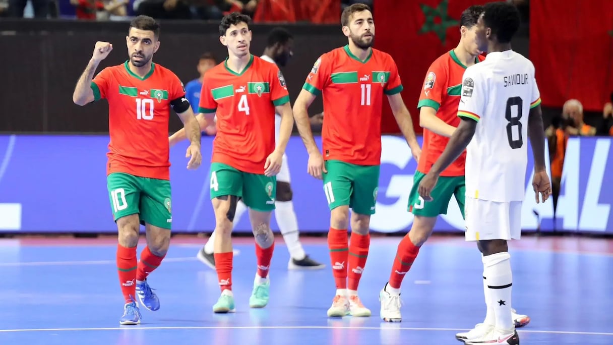 Les Lions de l'Atlas de futsal lors de la CAN Maroc-2024.