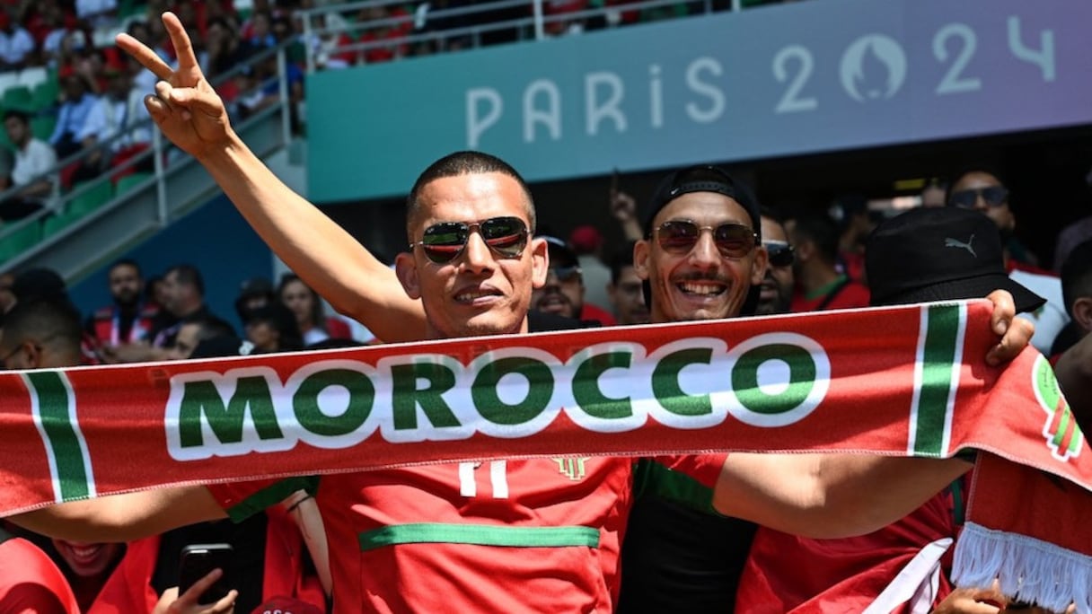 Les supporters marocains présents en masse au stade Geoffroy-Guichard de Saint-Etienne.