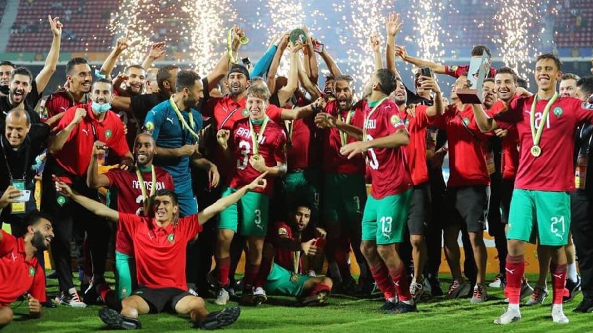 Les Lions de l'Atlas, vainqueurs du CHAN 2020.