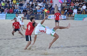 Morocco’s beach soccer national team during their 4-2 win over Libya in Benghazi on October 9, 2026.