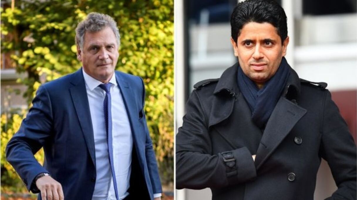 Jérôme Valcke, ancien numéro 2 de la FIFA, et Nasser al-Khelaïfi, président du PSG et de beIN Media Group.
