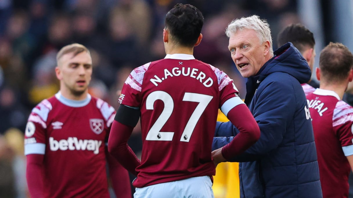 Nayef Aguerd et David Moyes entraineur de West Ham