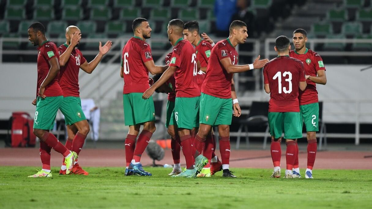 La joie des Lions de l'Atlas après leur net succès face à la Guinée Bissau 5-0.