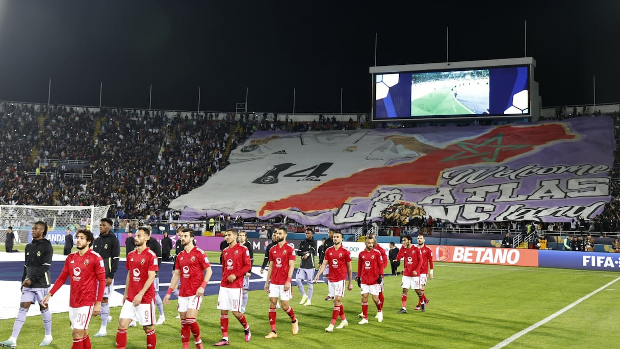Le tifo des peñas madridistas au Maroc avant Ahly-Real Madrid, le 8 février 2023.