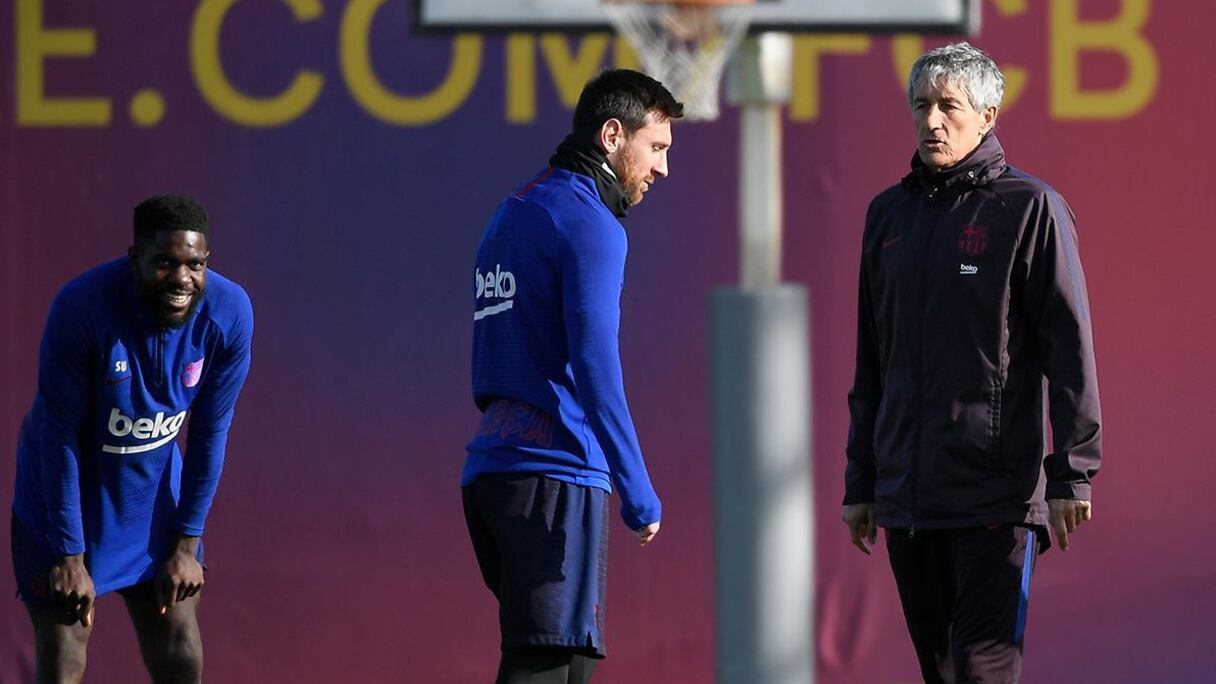 Lionel Messi et Quique Setien.