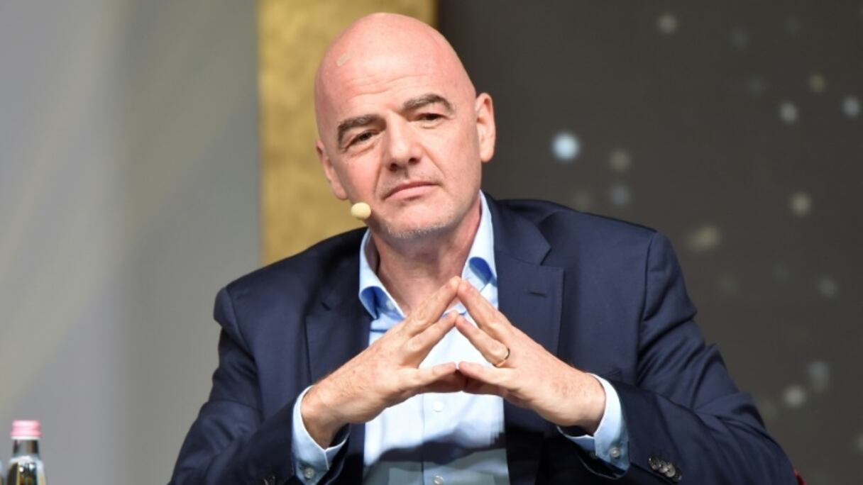 Le président de la FIFA Gianni Infantino lors du congrès de l'Association internationale de la presse sportive (AIPS) le 3 février 2020 à Budapest.