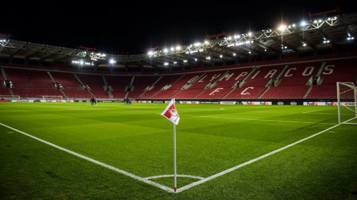 Le stade Karaiskakis vide, le 12 mars, au Pirée en Grèce, avant le match à huis clos entre l'Olympiakos et Wolverhampton en Ligue Europa