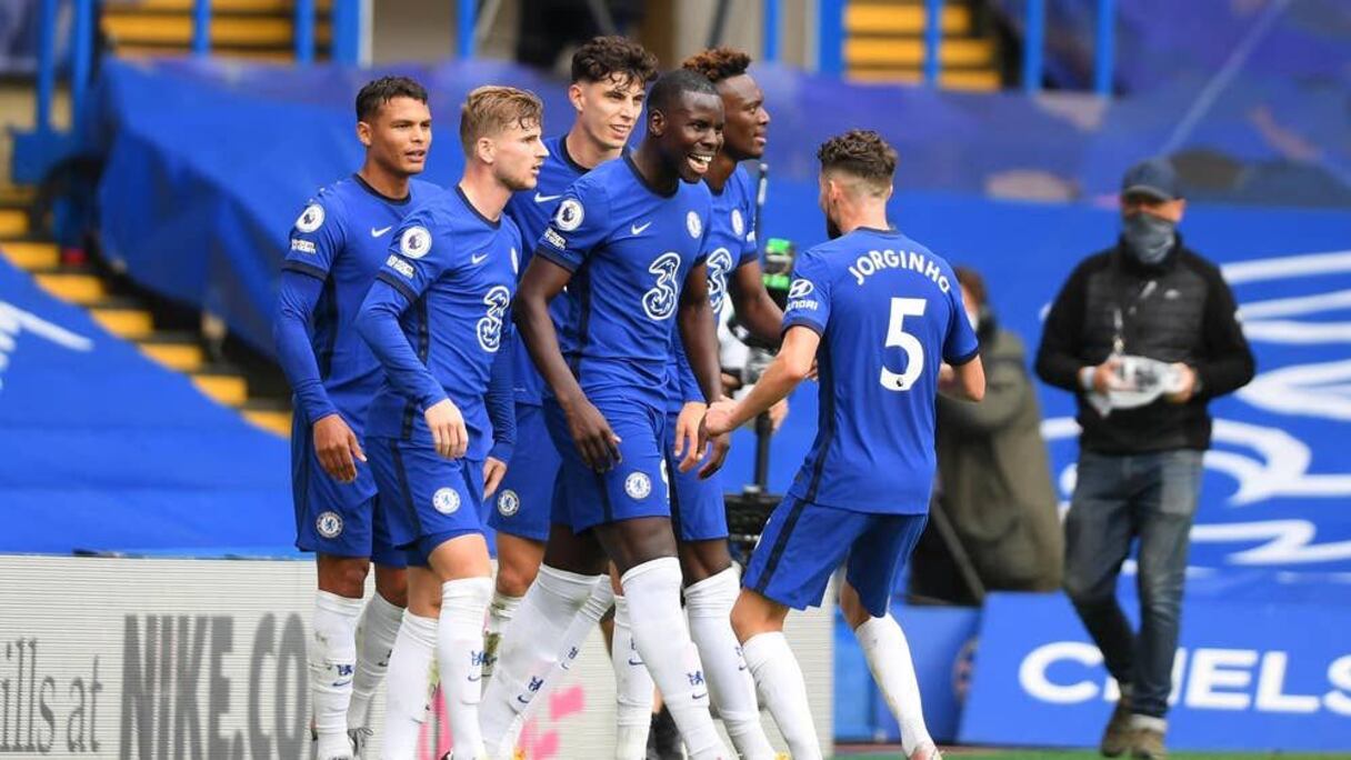 La joie des joueurs de Chelsea après leur écrasante victoire face à Crystal Palace, samedi 3 octobre 2020.