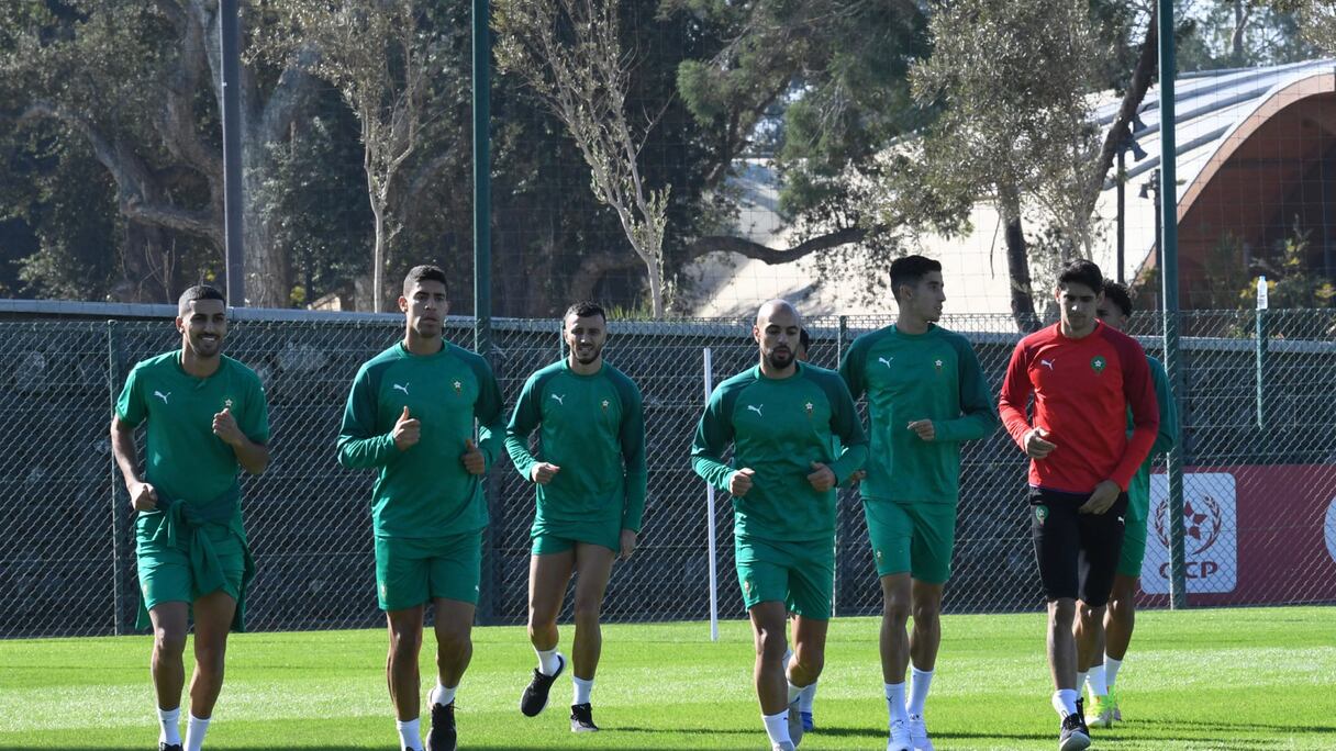 Les Lions de l'Atlas à l'entraînement.