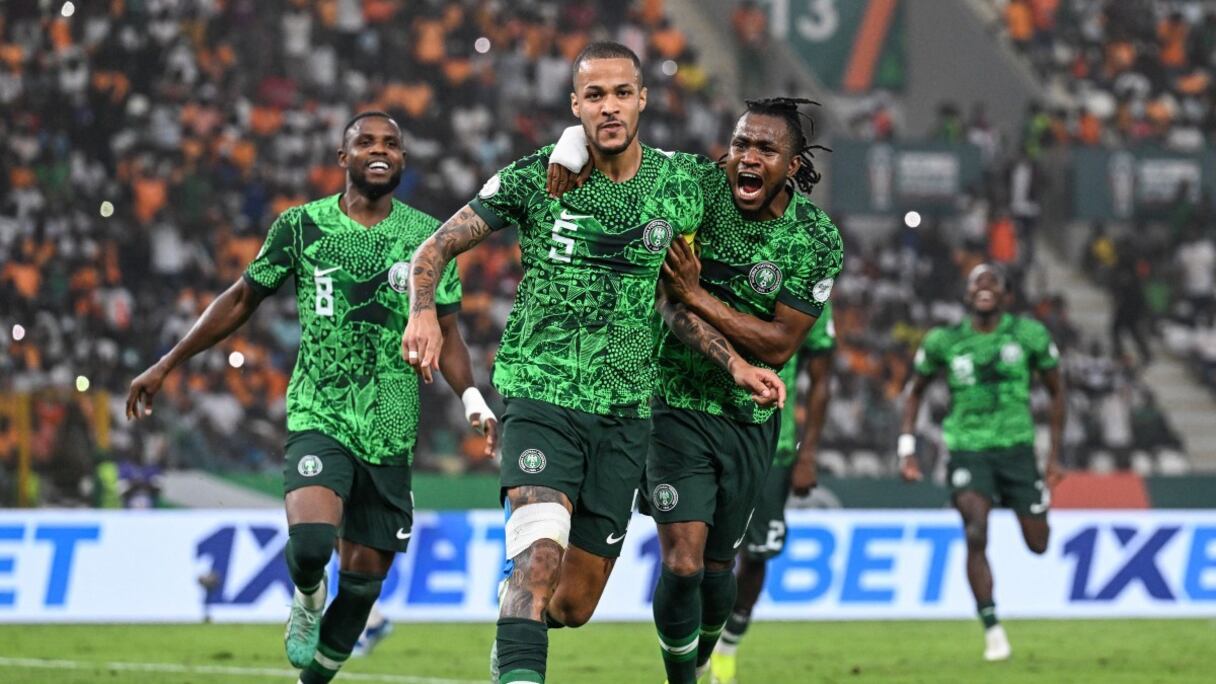 La joie des joueurs du Nigeria contre l'Afrique du Sud.