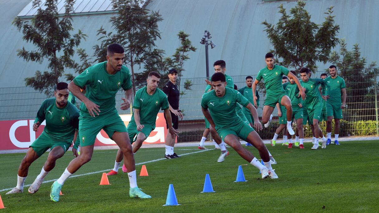 Les Lions de l'Atlas lors d'une séance d'entrainement.
