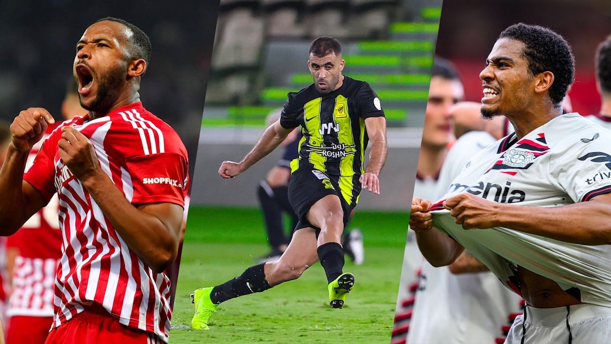 Les Lions de l'étranger célébrant leurs buts.