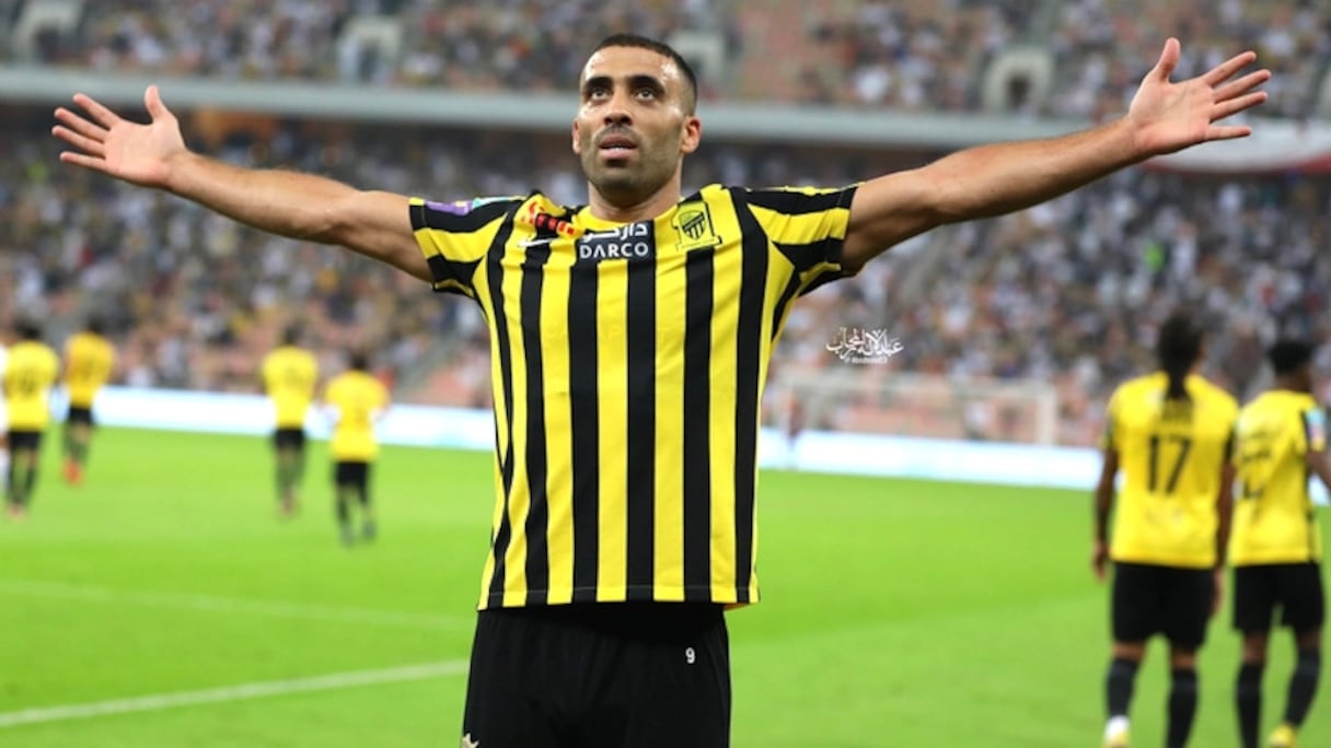 Abderrazak Hamdallah sous les couleurs du club saoudien d'Al Ittihad.
