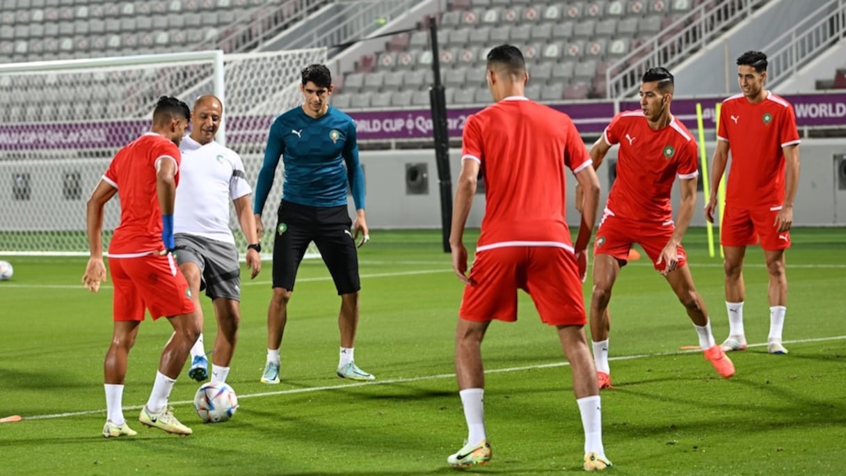 Les Lions de l'Atlas aux entrainements à Doha, samedi 3 décembre 2022.
