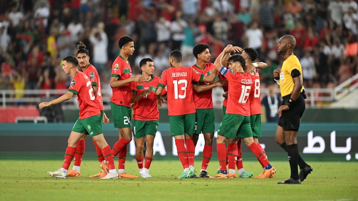 Les Lionceaux de l’Atlas U23 lors de leur écrasante victoire (5-1) face au Ghana, le 27 juin 2023.
