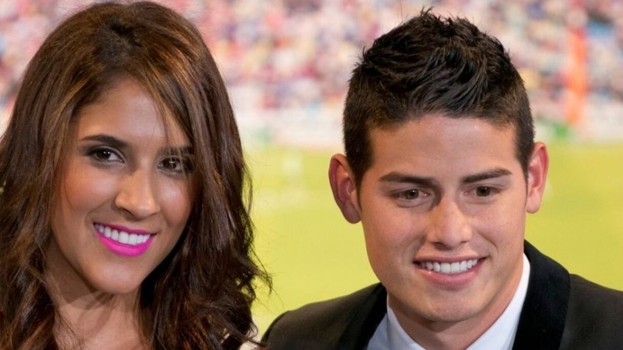 Le Colombien James Rodriguez en compagnie de sa femme Daniela Ospina.