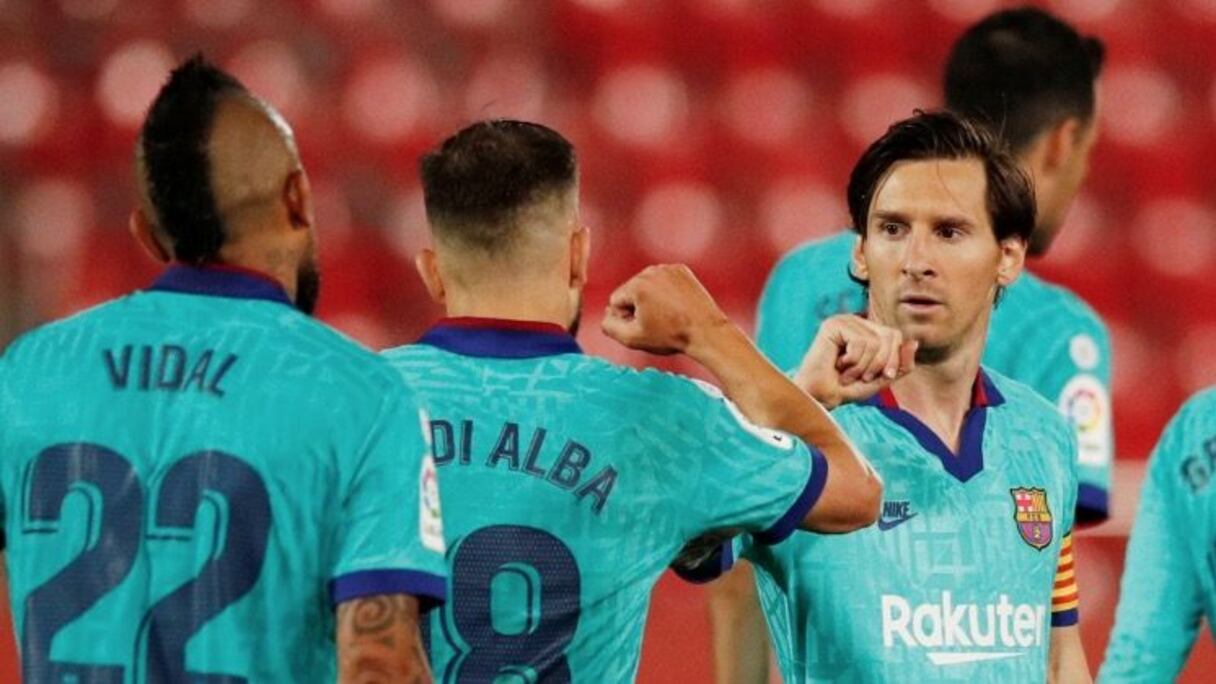 L'équipe du Barça contre Majorque le 13 juin 2020.