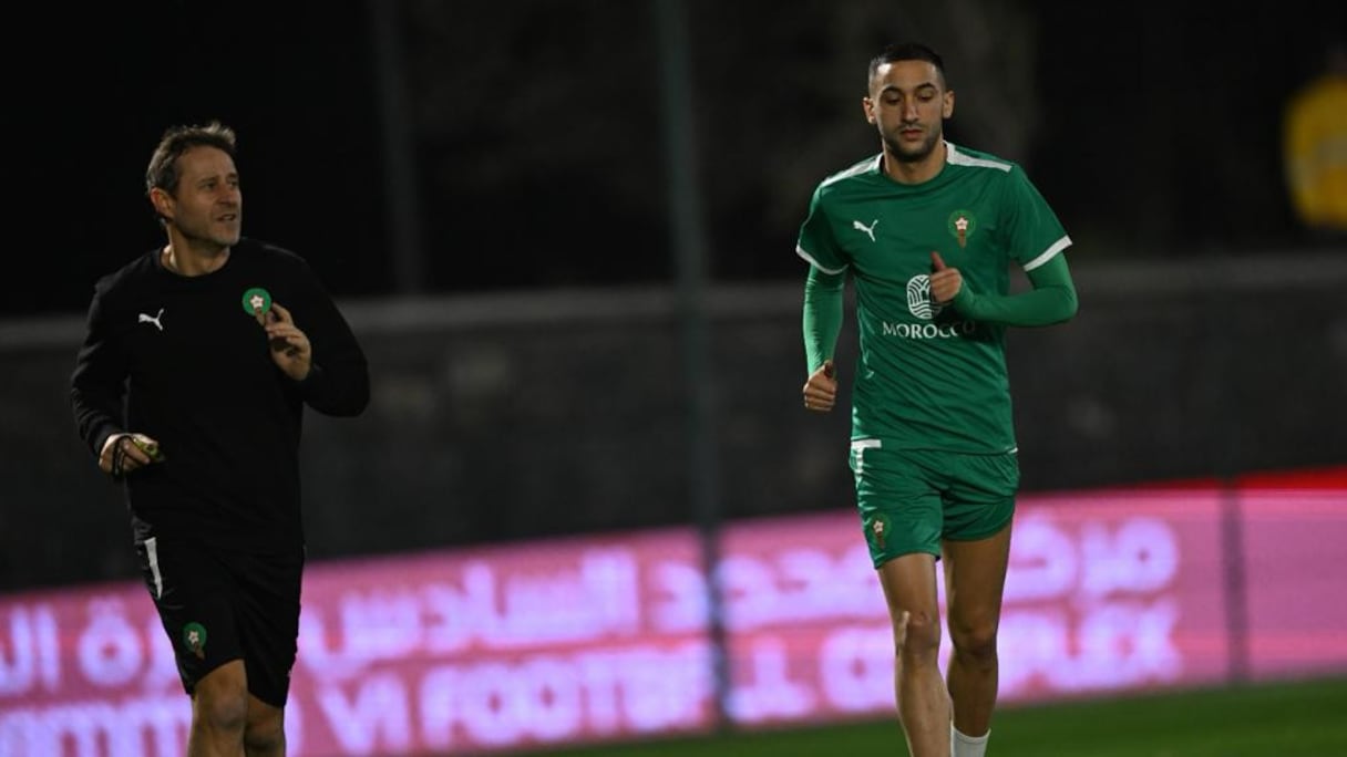 Hakim Ziyech à l'entrainement au Complexe Mohammed VI, le jeudi 4 janvier 2024.