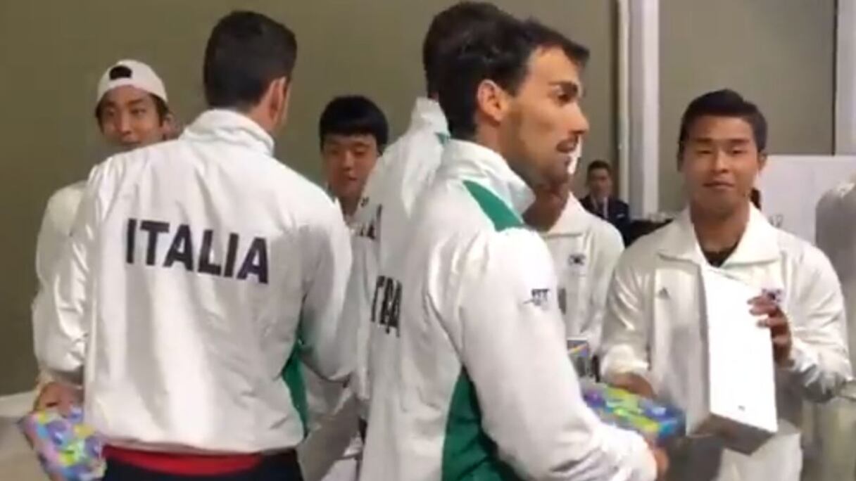 L'équipe italienne de Coupe Davis.