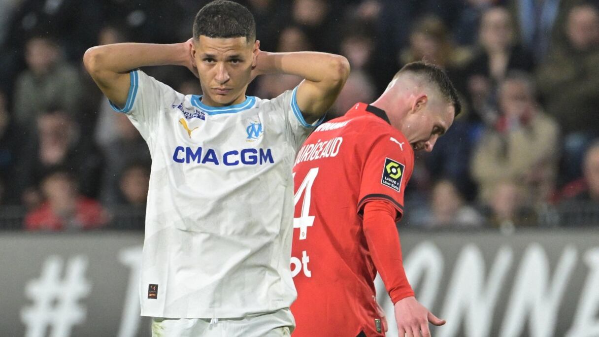 Amine Harit lors du match Rennes-OM (2-0), le 17 mars 2024.