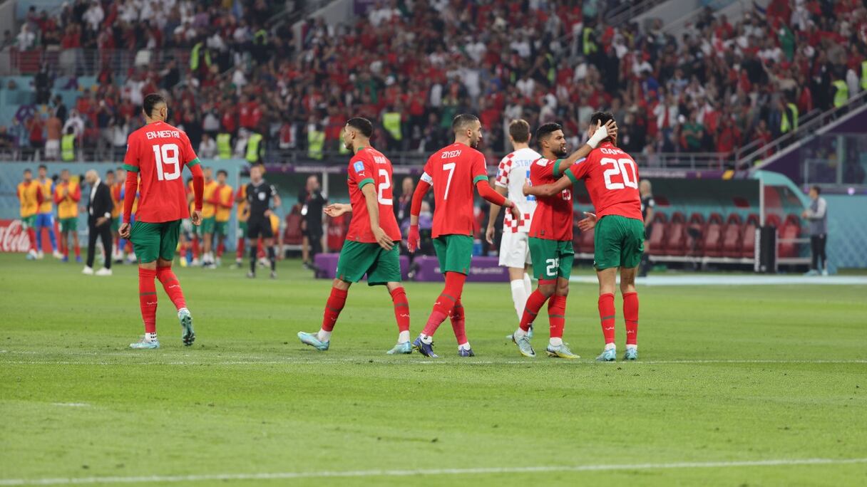 La joie des Lions de l'Atlas contre la Croatie, le 17 décembre 2022.