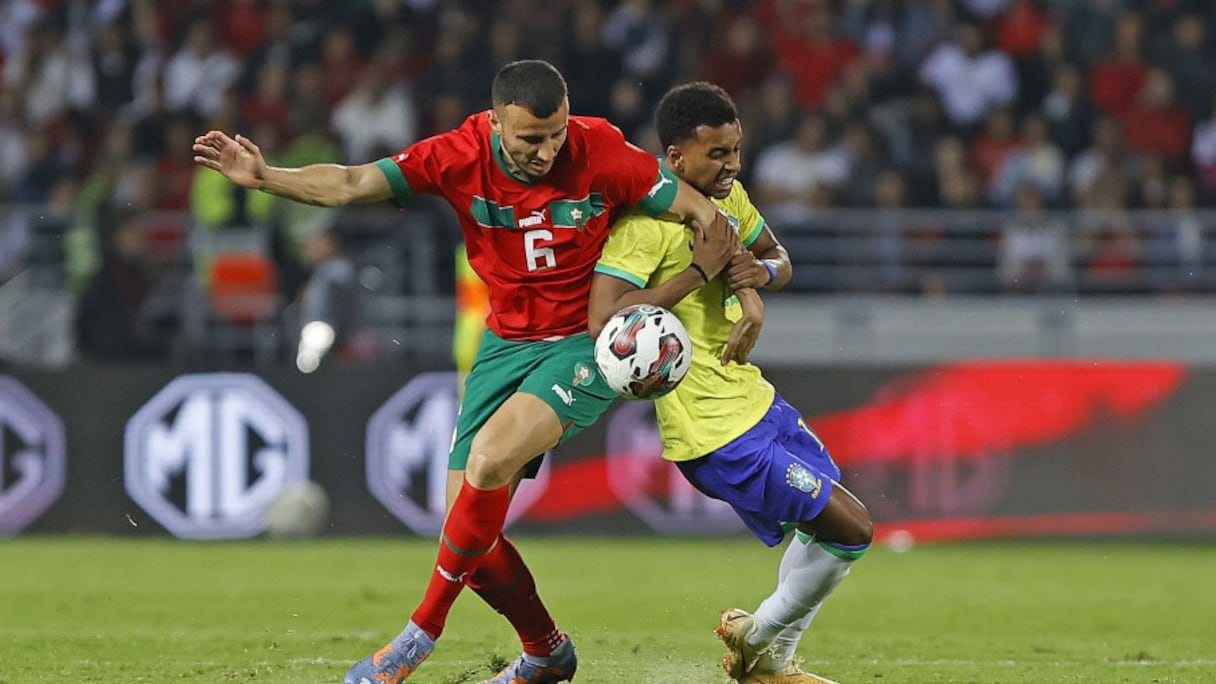 Le capitaine Romain Saiss, Impérial lors du match amical Maroc-Brésil disputé ce 25 mars 2023