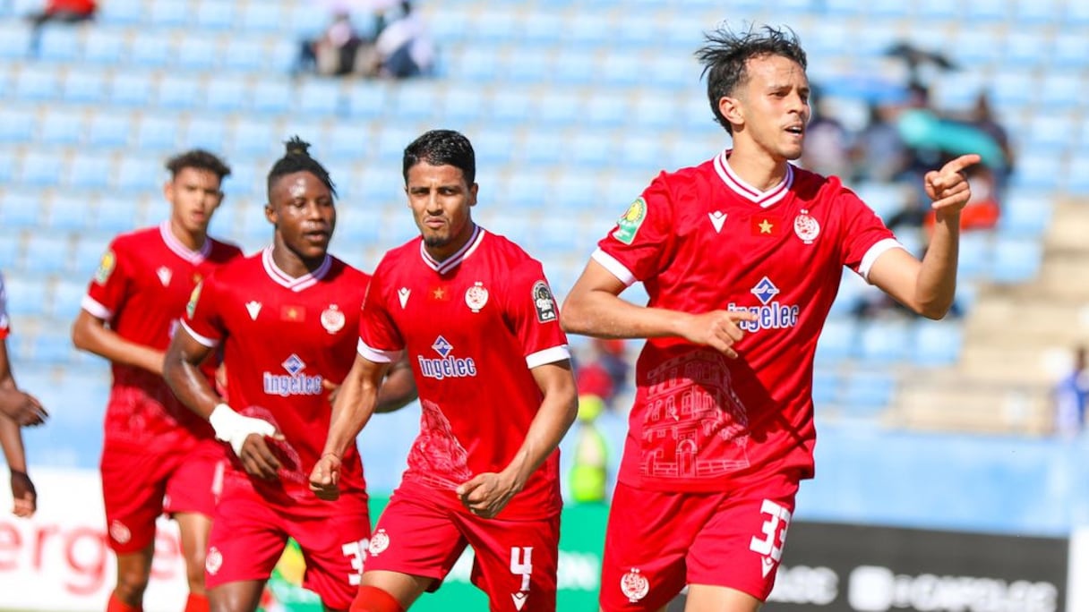 La joie des joueurs du Wydad contre Jwaneng Galaxy, le samedi 24 février 2024.