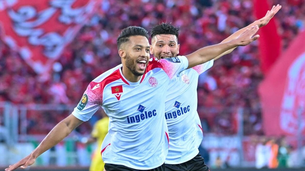 Zouheir El Moutaraji célébrant son but face à El Ahly en finale de Ligue des Champions 2021-2022