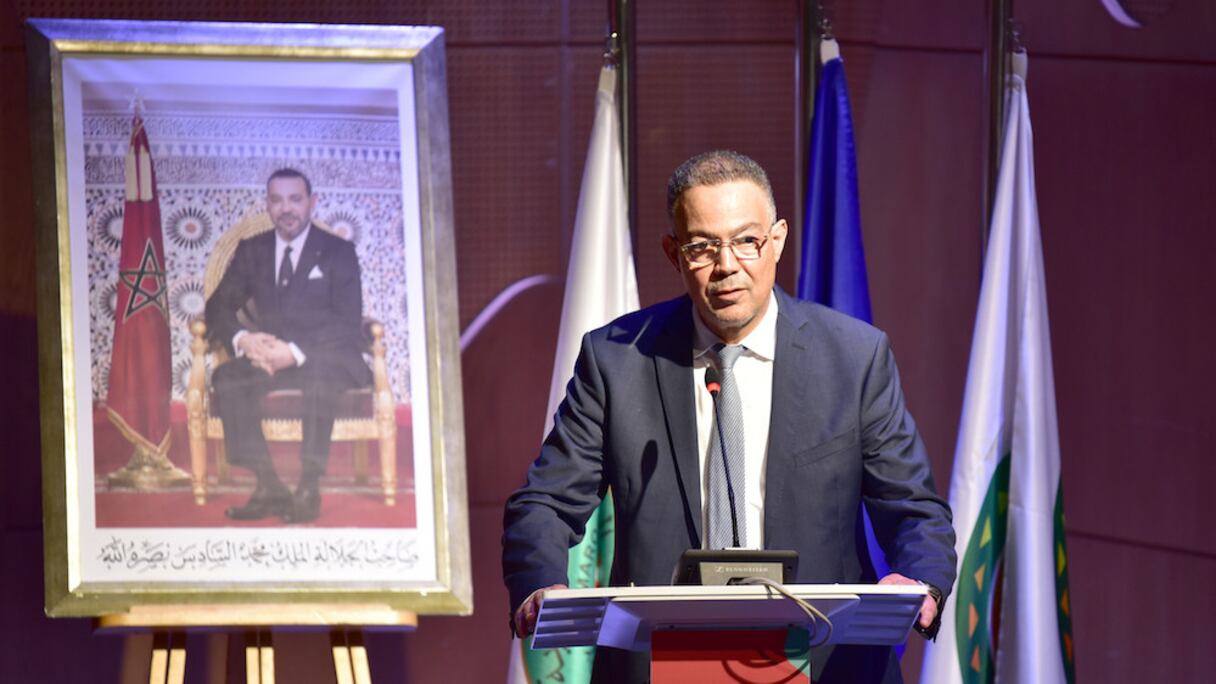 Fouzi Lekjaa, président de la FRMF, lors de la réception en l’honneur des Lions de l’Atlas de futsal, le 22 avril 2024 au Complexe Mohammed VI de football.