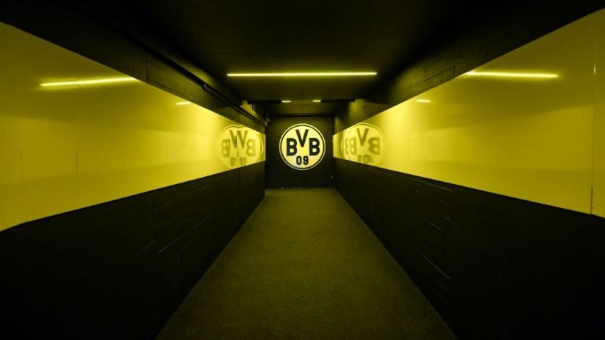 Le tunnel menant au terrain du Signal Iduna Park de Dortmund le 5 mai 2020 à Dortmund.