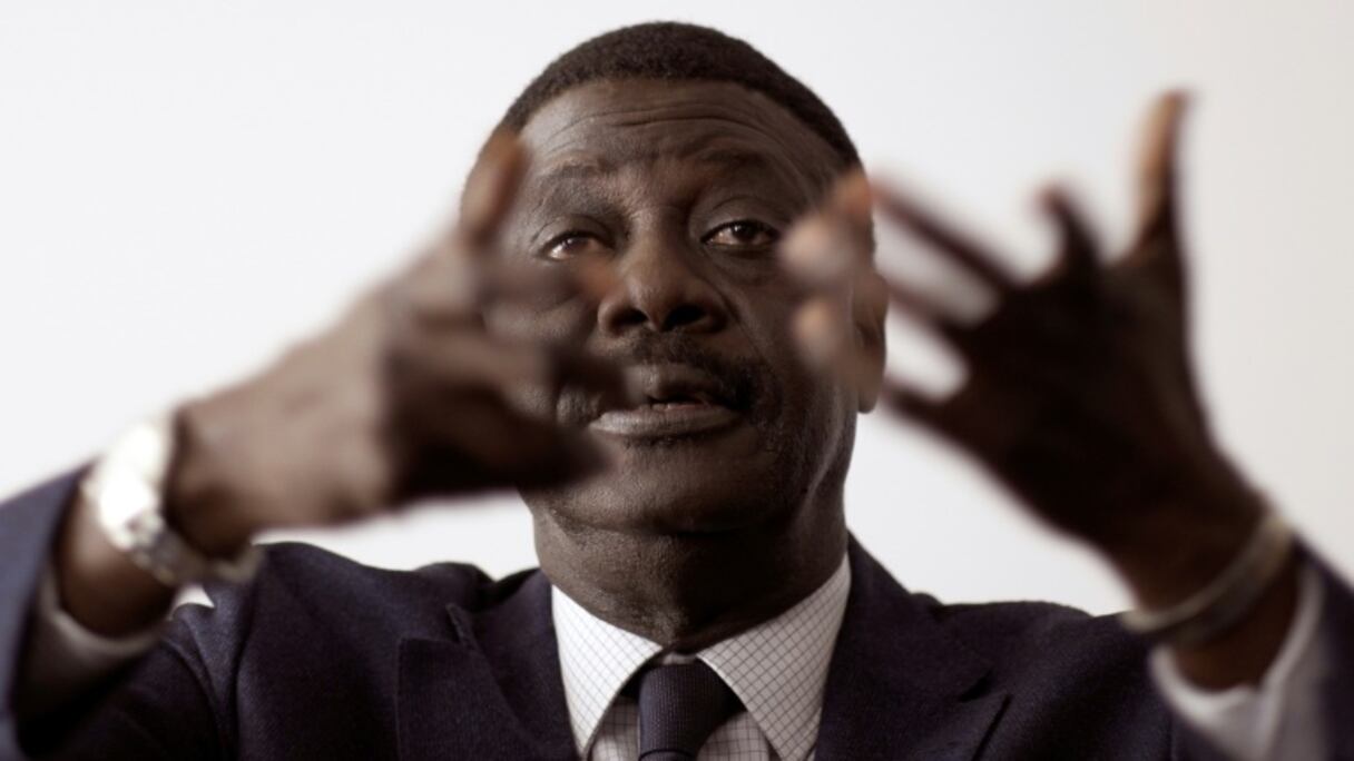 Pape Diouf, ancien président de l'Olympique de Marseille en conférence de presse le 20 novembre 2014