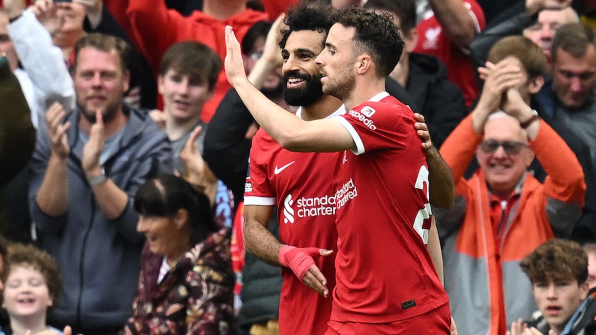 Mohamed Salah et Diogo Jota, buteur pour Liverpool contre West Ham, le 24 septembre 2023.