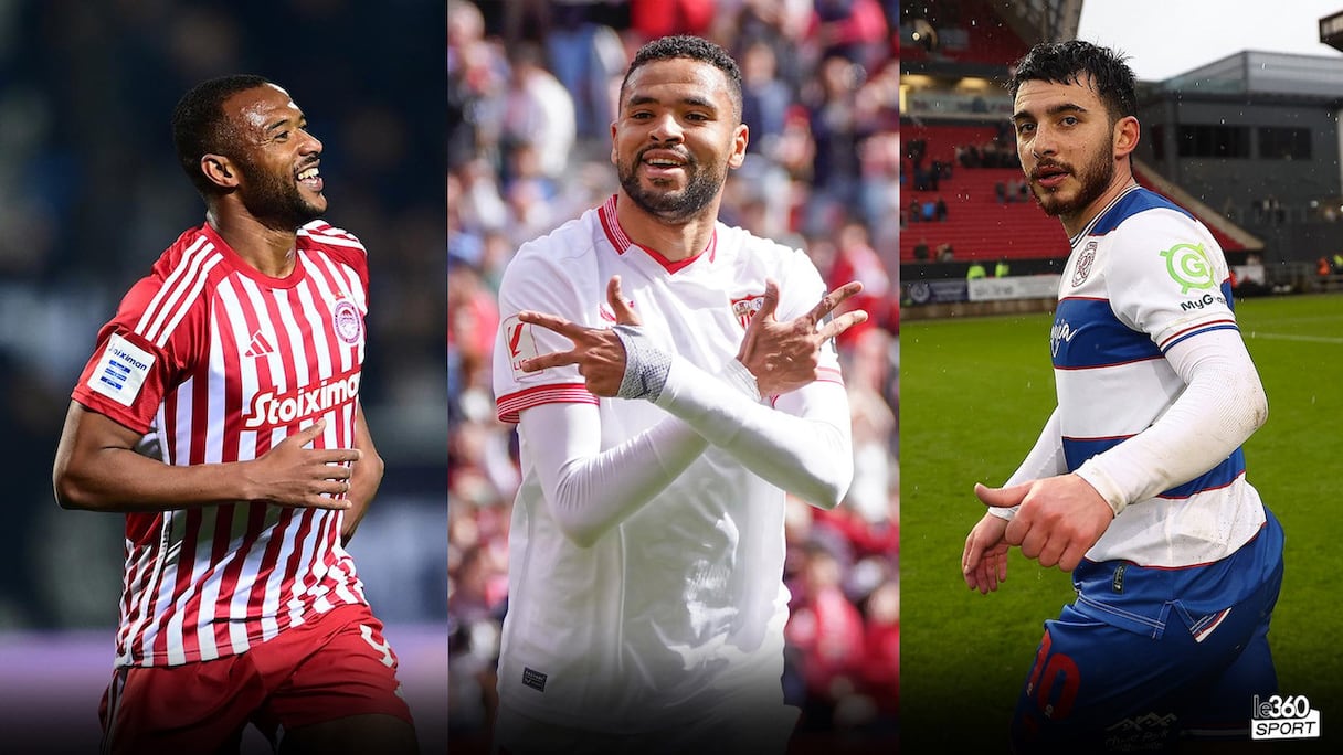 Ayoub El Kaabi, Youssef En-Nesyri et Ilias Chair (Photomontage)