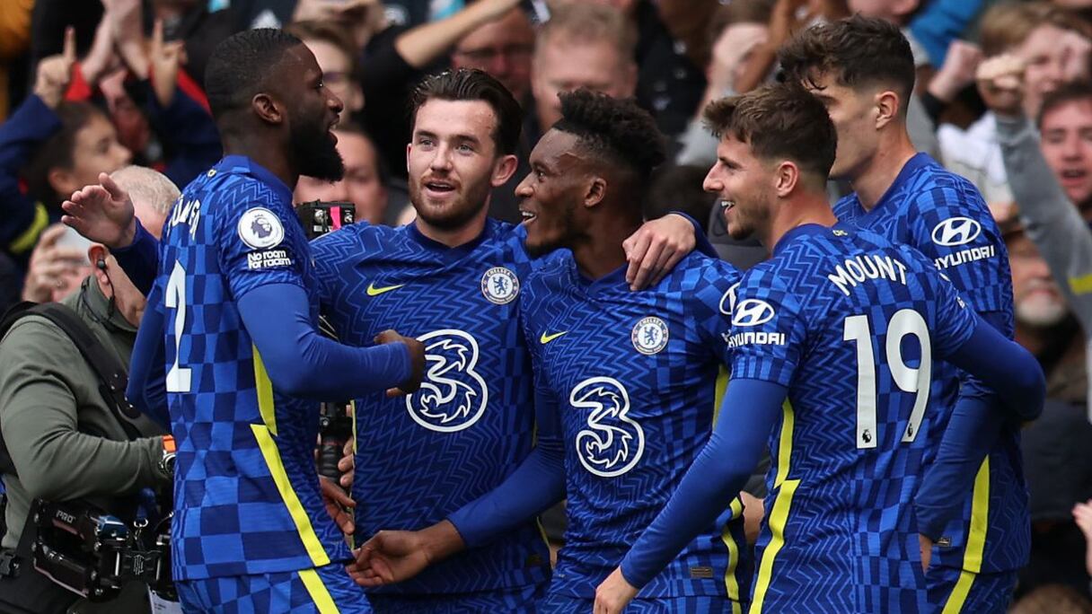 Chelsea exulte après sa victoire sans appel 7-0 contre Norwich, samedi 23 octobre 2021.