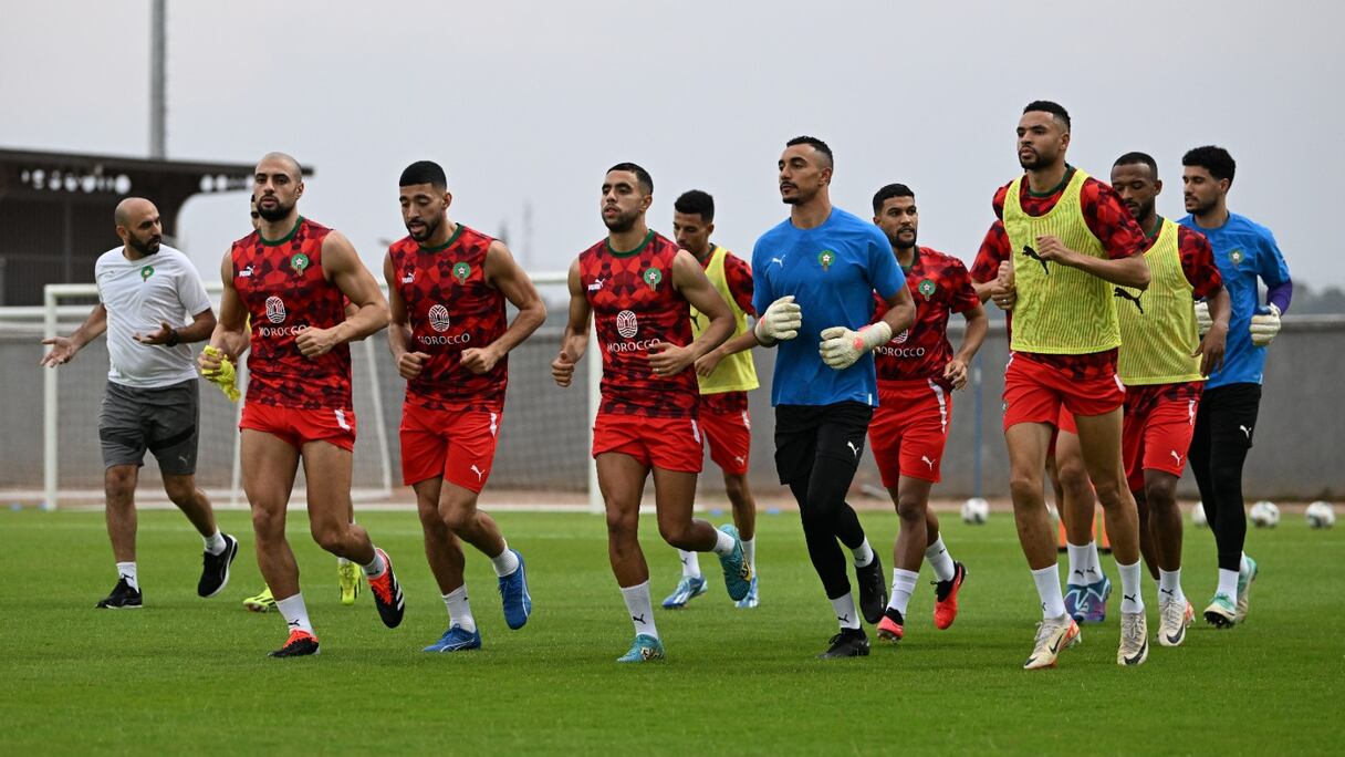 Premier entrainement des Lions de l'Atlas à San-Pédro, le lundi 8 janvier 2024.
