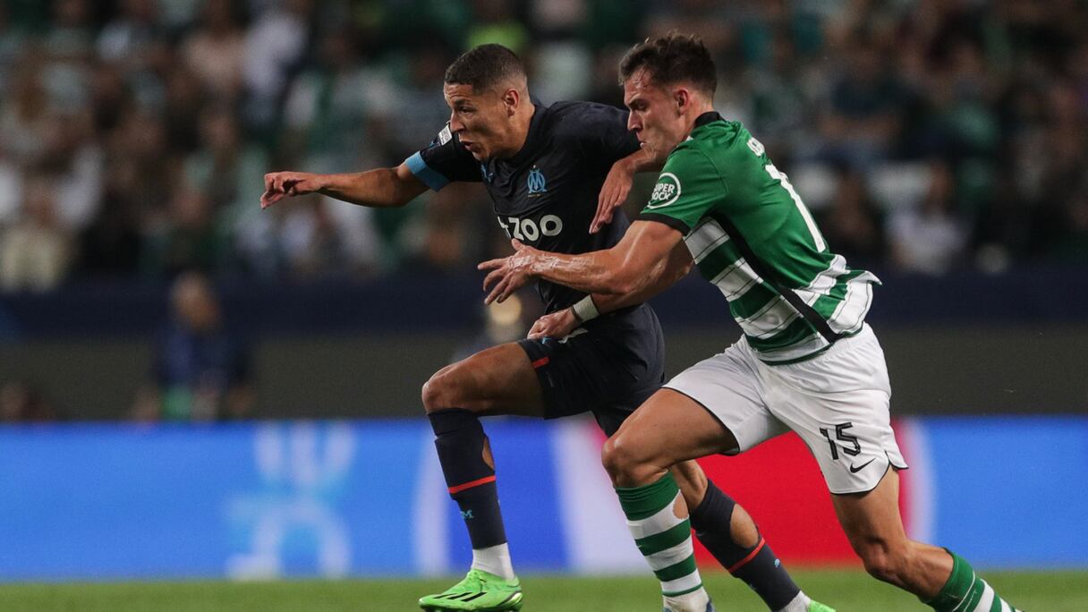 Amine Harit (OM) contre le Sporting Portugal, le mercredi 12 octobre 2022.