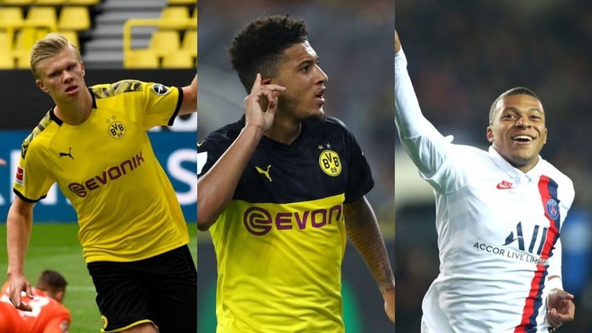 Jadon Sancho, Erling Haaland et Kylian Mbappé: un trio qui pèse plus d'un demi-milliard d'euros.