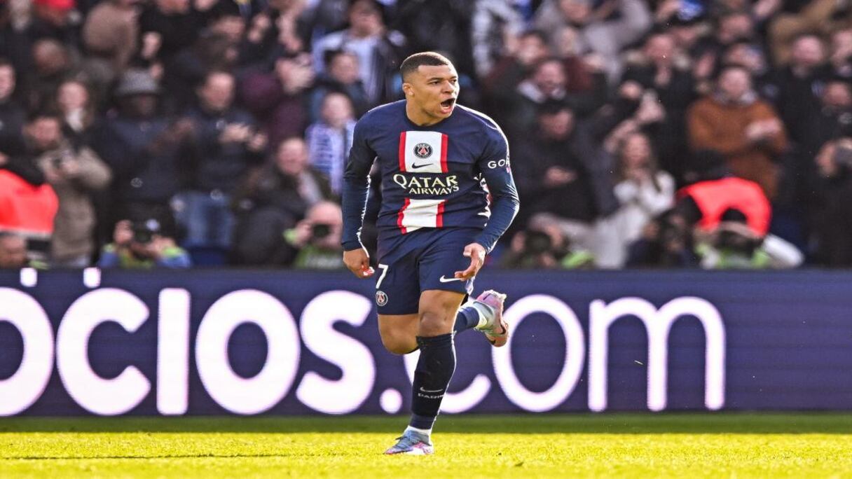Kylian Mbappé, auteur d'un doublé contre Lille, le février 2023.