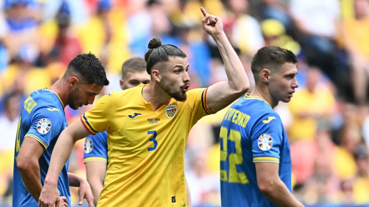 Séquence du match Roumaine-Ukraine.