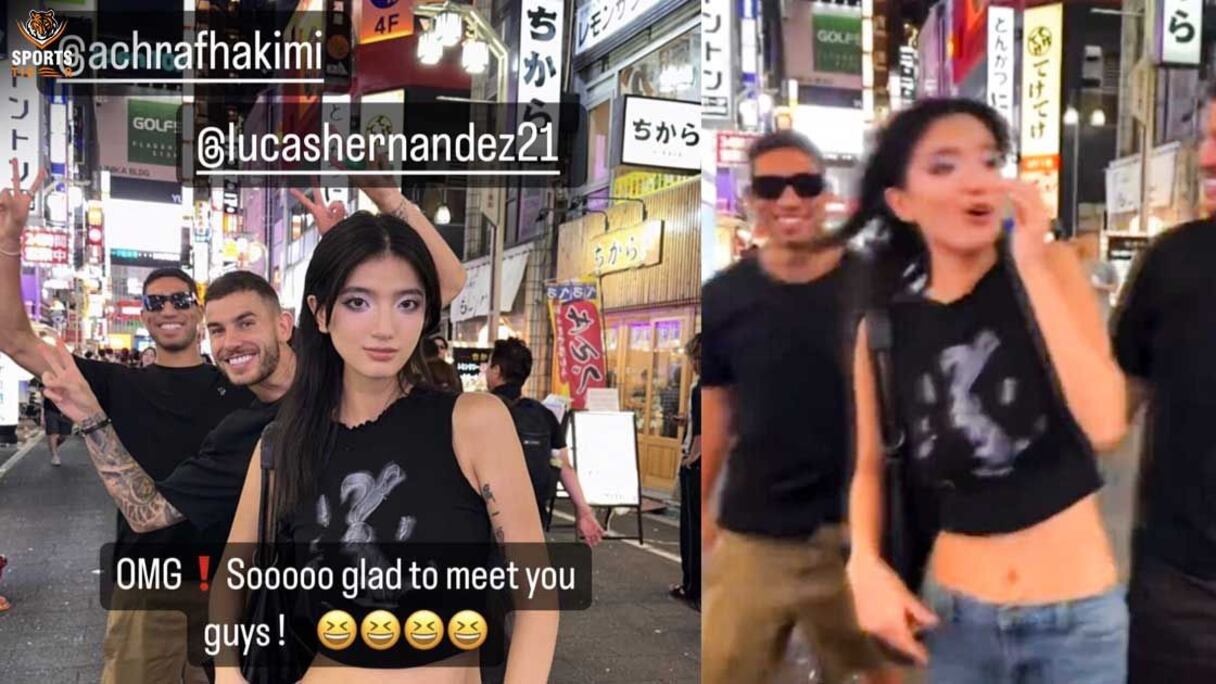 Achraf Hakimi et Lucas Hernandez s'inscrustent dans la vidéo d'une instagrameuse japonaise.